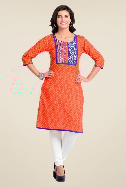 Zola Orange Printed Kurta Zola Orange Printed Kurta