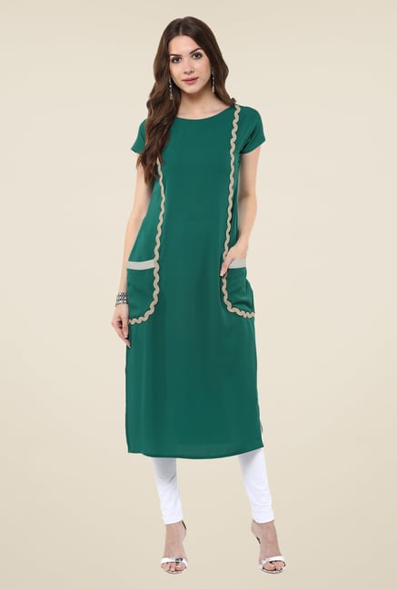 Janasya Teal Solid Kurta Janasya Teal Solid Kurta