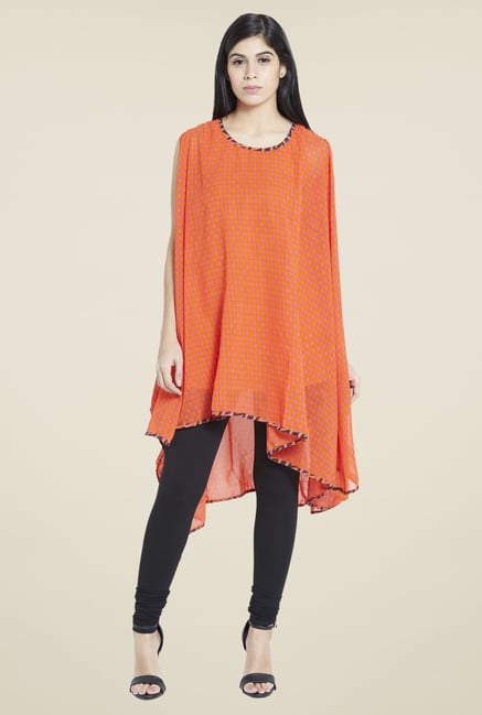 Globus Orange Checks Kurti Globus Orange Checks Kurti
