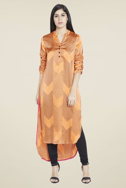 Globus Orange Printed Kurta Globus Orange Printed Kurta