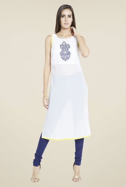 Globus White Embroidered Kurta Globus White Embroidered Kurta