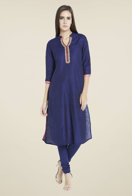 Globus Indigo Solid Kurta Globus Indigo Solid Kurta