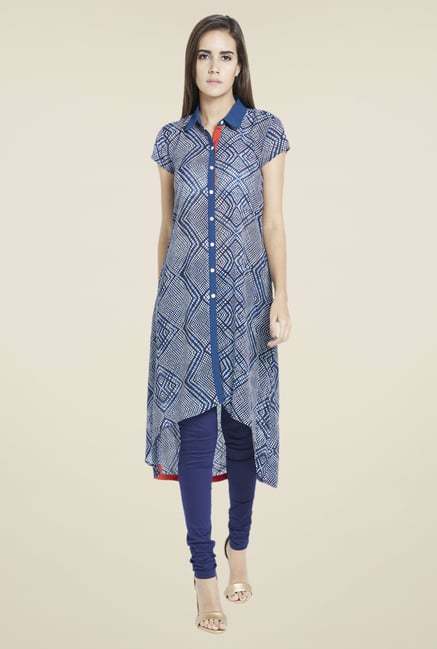 Globus Blue Printed Kurta Globus Blue Printed Kurta