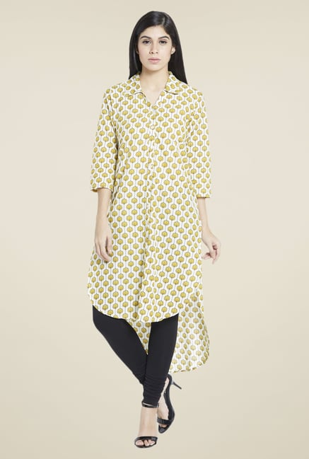 Globus Yellow Printed Kurta Globus Yellow Printed Kurta