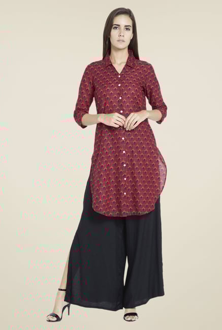 Globus Red Printed Kurta Globus Red Printed Kurta