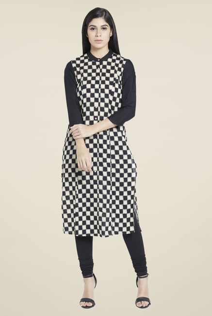 Globus Black Checks Kurta Globus Black Checks Kurta
