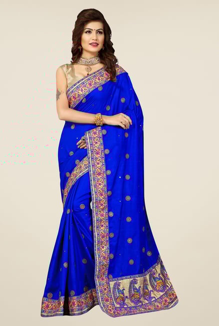 Triveni Blue Embroidered Bhagalpuri Silk Saree Triveni Blue Embroidered Bhagalpuri Silk Saree