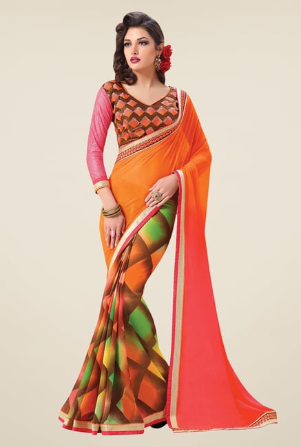 Triveni Multicolor Printed Faux Georgette Saree Triveni Multicolor Printed Faux Georgette Saree