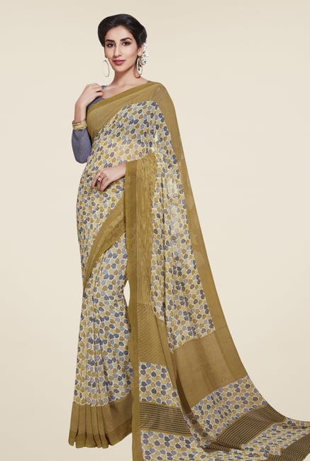 Triveni Olive Printed Faux Georgette Saree Triveni Olive Printed Faux Georgette Saree