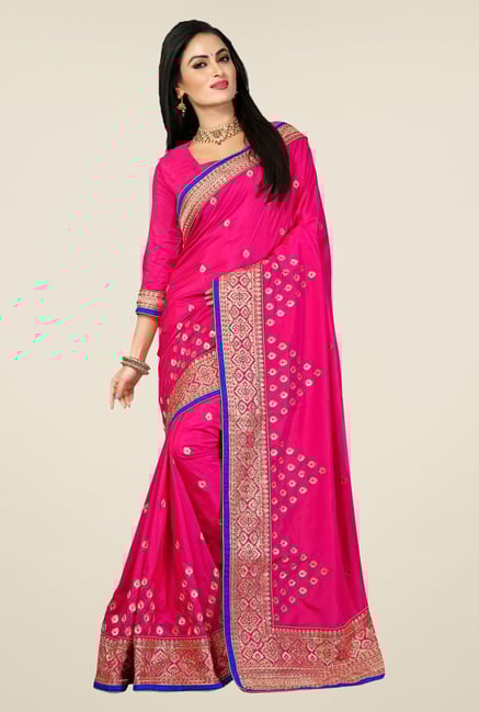 Triveni Pink Embroidered Bhagalpuri Silk Saree Triveni Pink Embroidered Bhagalpuri Silk Saree