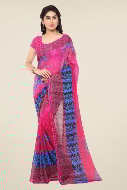 Triveni Pink Printed Faux Georgette Saree Triveni Pink Printed Faux Georgette Saree