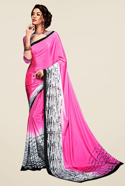 Triveni Pink Printed Silk Saree Triveni Pink Printed Silk Saree