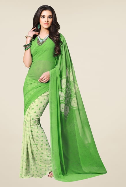 Triveni Green Printed Faux Georgette Saree Triveni Green Printed Faux Georgette Saree