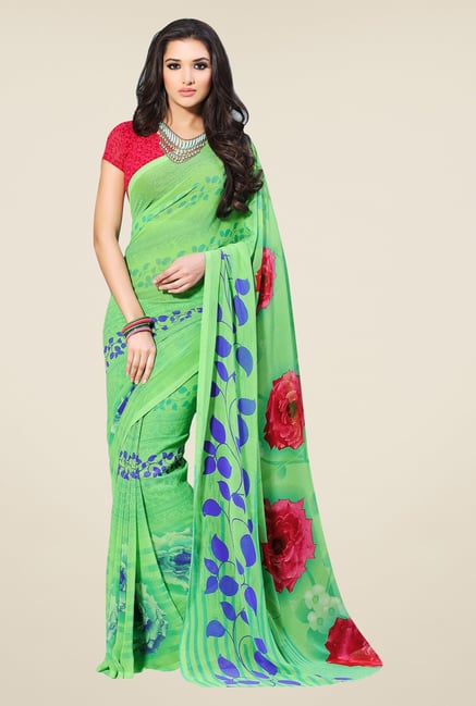 Triveni Green Printed Faux Georgette Saree Triveni Green Printed Faux Georgette Saree