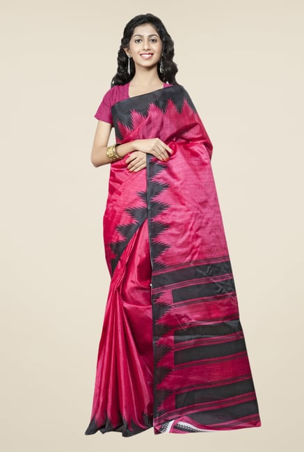 Triveni Pink Printed Bhagalpuri Silk Saree Triveni Pink Printed Bhagalpuri Silk Saree