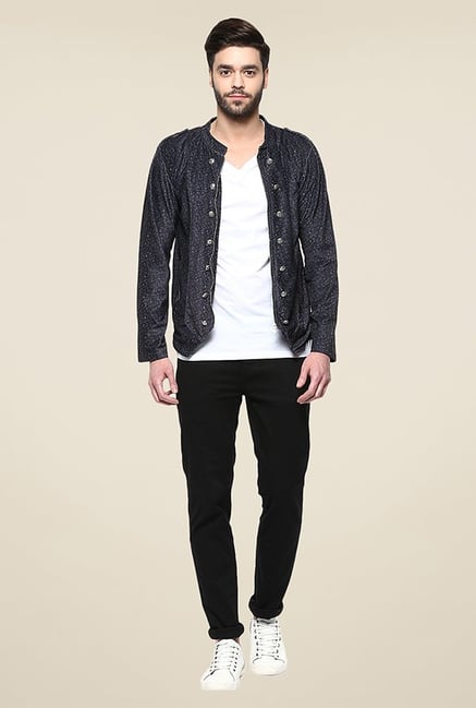 Yepme Siddle Navy Printed Jacket Yepme Siddle Navy Printed Jacket