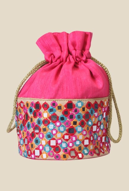 Tarusa Pink Art Silk Potli Tarusa Pink Art Silk Potli