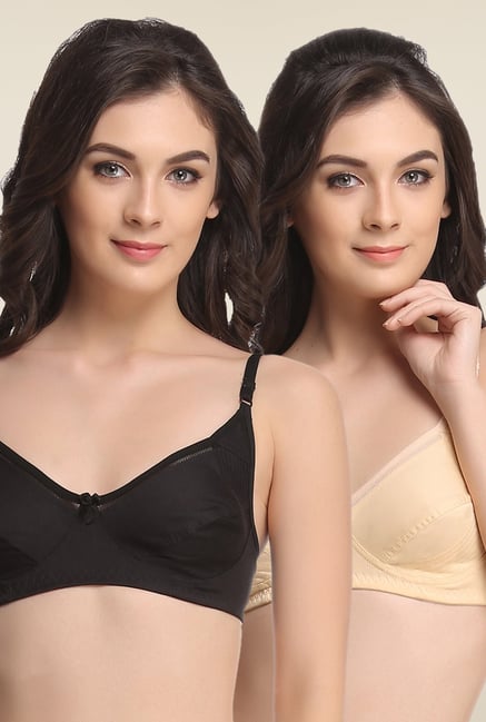 Clovia Black & Beige Non Padded Bra (Pack Of 2) Clovia Black & Beige Non Padded Bra (Pack Of 2)