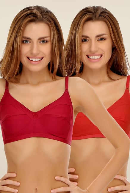 Clovia Maroon & Red Non Padded Bra (Pack Of 2) Clovia Maroon & Red Non Padded Bra (Pack Of 2)