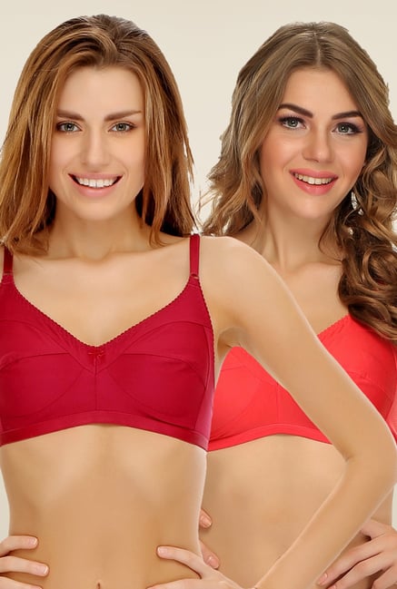 Clovia Maroon & Coral Non Padded Bra (Pack Of 2) Clovia Maroon & Coral Non Padded Bra (Pack Of 2)