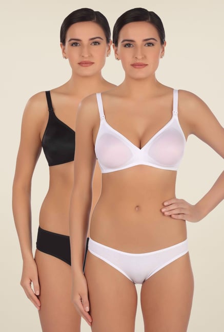 Triumph White & Black Non Padded Bra (Pack Of 2) Triumph White & Black Non Padded Bra (Pack Of 2)