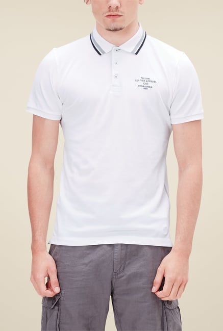s.Oliver White Solid Polo T Shirt s.Oliver White Solid Polo T Shirt