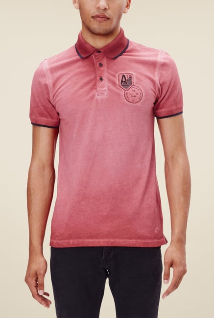 s.Oliver Maroon Textured Polo T Shirt s.Oliver Maroon Textured Polo T Shirt