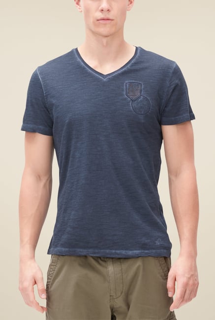 s.Oliver Navy Textured T Shirt s.Oliver Navy Textured T Shirt