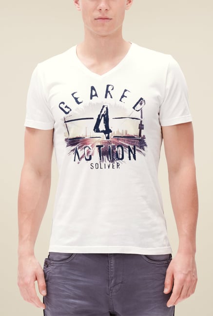 s.Oliver White Graphic Print T Shirt s.Oliver White Graphic Print T Shirt