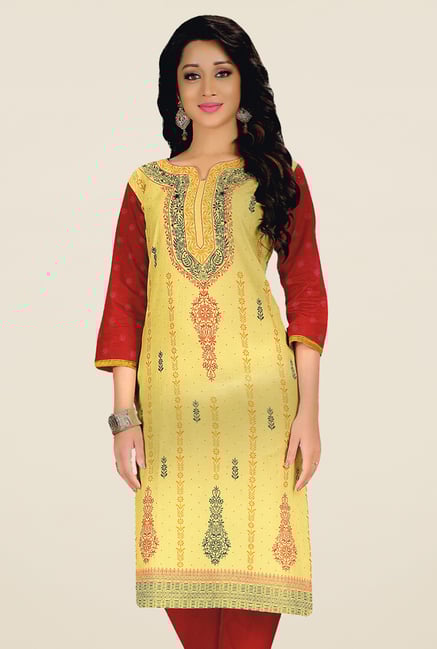 Salwar Studio Yellow Unstitched Kurti Salwar Studio Yellow Unstitched Kurti