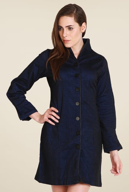 Soie Navy Textured Dress Soie Navy Textured Dress