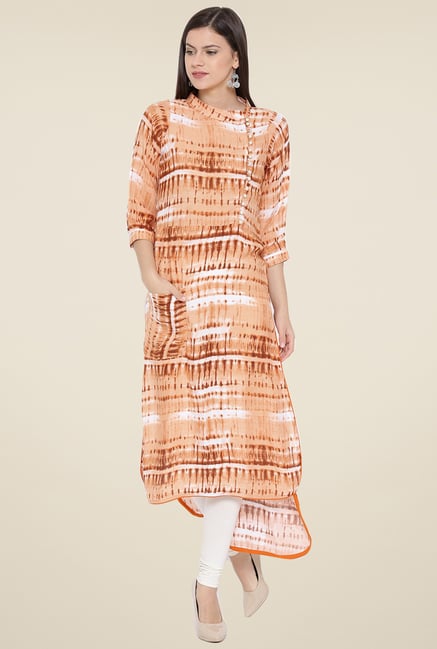 Aujjessa Brown Printed Print Kurta Aujjessa Brown Printed Print Kurta