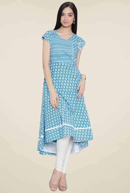 Aujjessa Turquoise Printed Kurta Aujjessa Turquoise Printed Kurta