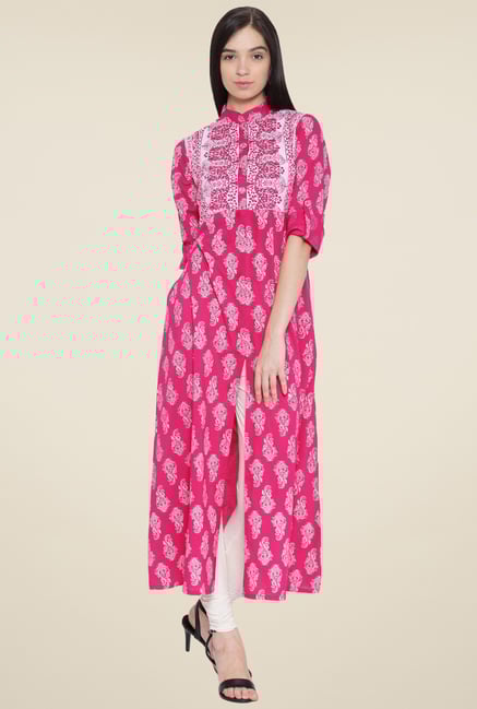 Aujjessa Fuchsia Printed Kurta Aujjessa Fuchsia Printed Kurta