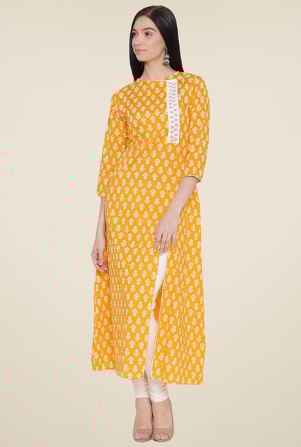 Aujjessa Yellow Floral Kurta Aujjessa Yellow Floral Kurta
