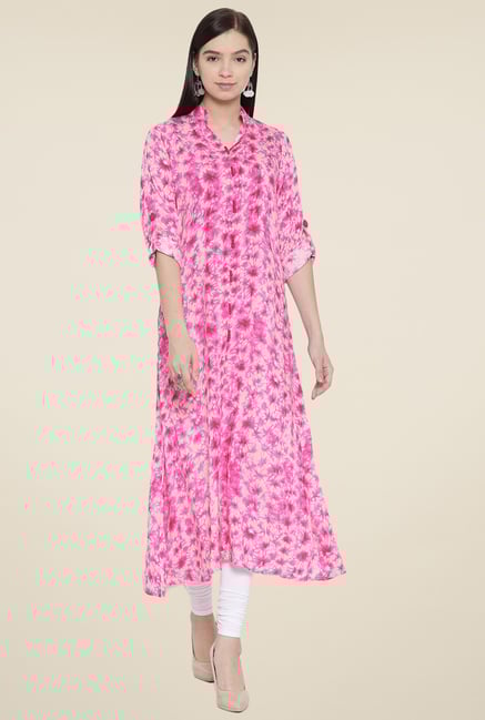 Aujjessa Fuchsia Digital Print Kurta Aujjessa Fuchsia Digital Print Kurta