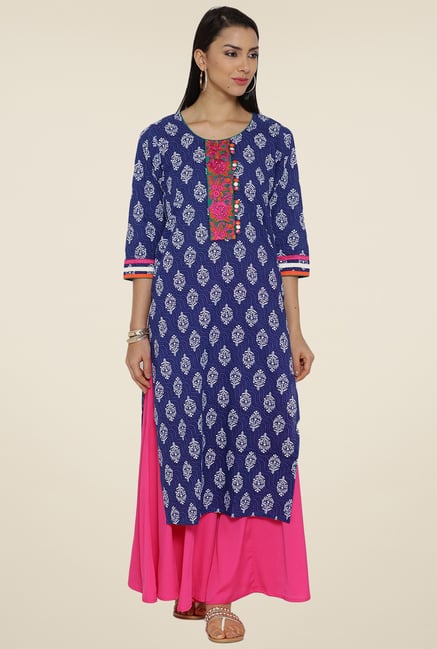 Aujjessa Indigo Printed Kurta Aujjessa Indigo Printed Kurta