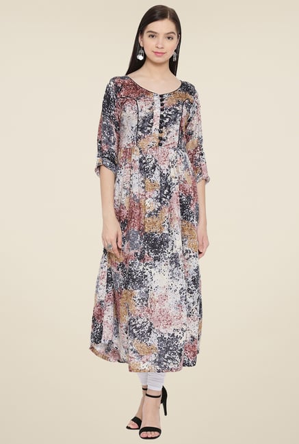 Aujjessa Brown & Black Digital Print Kurta Aujjessa Brown & Black Digital Print Kurta