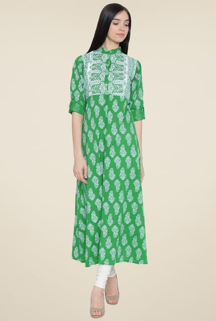 Aujjessa Green Printed Kurta Aujjessa Green Printed Kurta