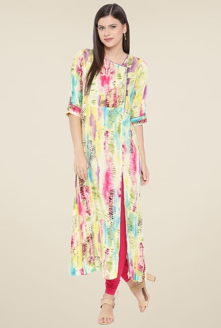 Aujjessa Yellow Digital Print Kurta Aujjessa Yellow Digital Print Kurta