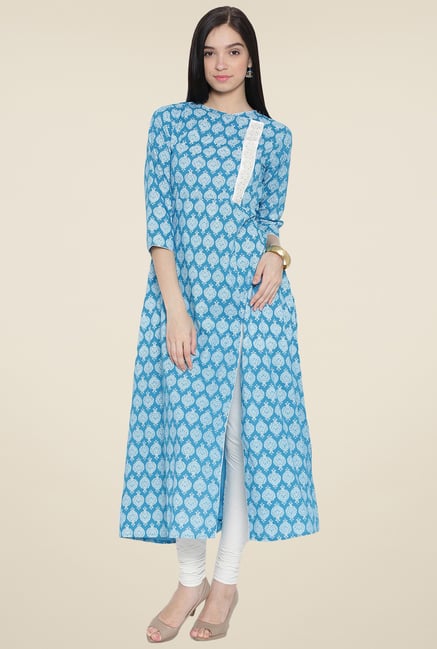 Aujjessa Blue Printed Kurta Aujjessa Blue Printed Kurta
