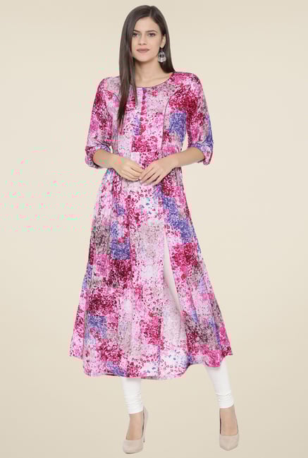 Aujjessa Fuchsia Digital Print Kurta Aujjessa Fuchsia Digital Print Kurta