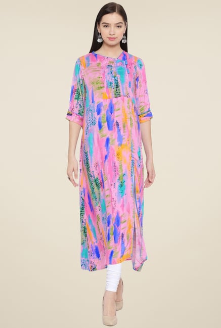 Aujjessa Pink Digital Print Kurta Aujjessa Pink Digital Print Kurta