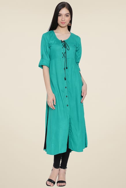 Aujjessa Teal Solid Kurta Aujjessa Teal Solid Kurta