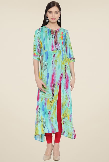 Aujjessa Blue Digital Print Kurta Aujjessa Blue Digital Print Kurta