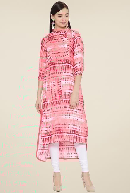 Aujjessa Peach Printed Print Kurta Aujjessa Peach Printed Print Kurta