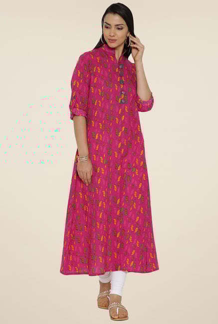 Aujjessa Fuchsia Printed Kurta Aujjessa Fuchsia Printed Kurta