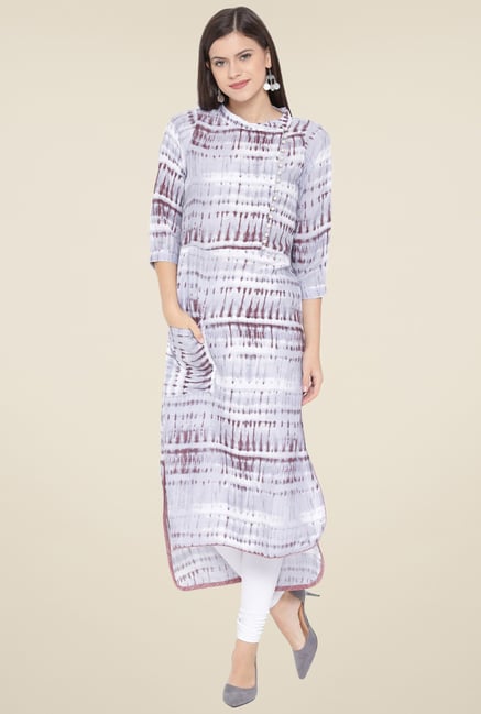 Aujjessa Grey Printed Print Kurta Aujjessa Grey Printed Print Kurta