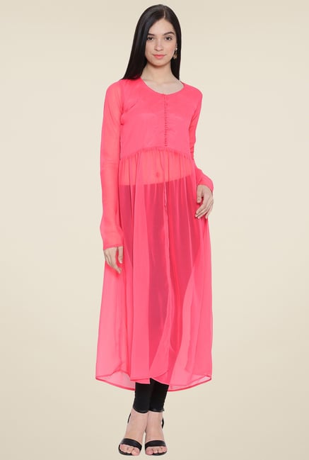 Aujjessa Pink Solid Kurta Aujjessa Pink Solid Kurta