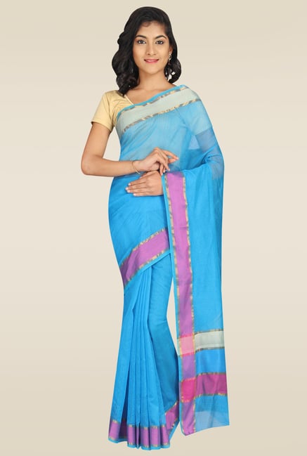 Pavecha Blue Banarasi Saree with Blouse Pavecha Blue Banarasi Saree with Blouse